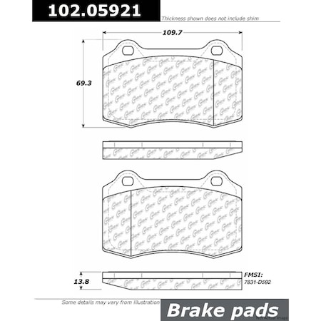 Centric Parts Metallic Brake Pad W/Shims, 102.05921 102.05921